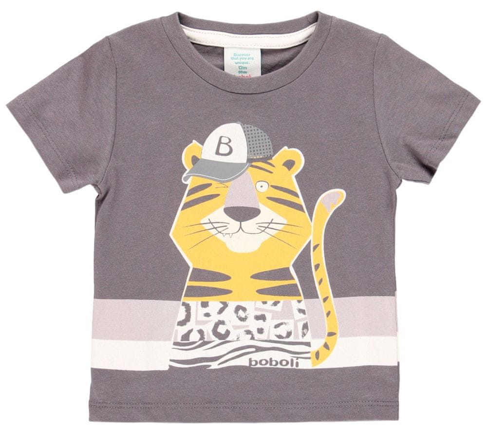 Boboli chlapčenské tričko so svietiacim tigrom Street Jungle 314020 sivá 80